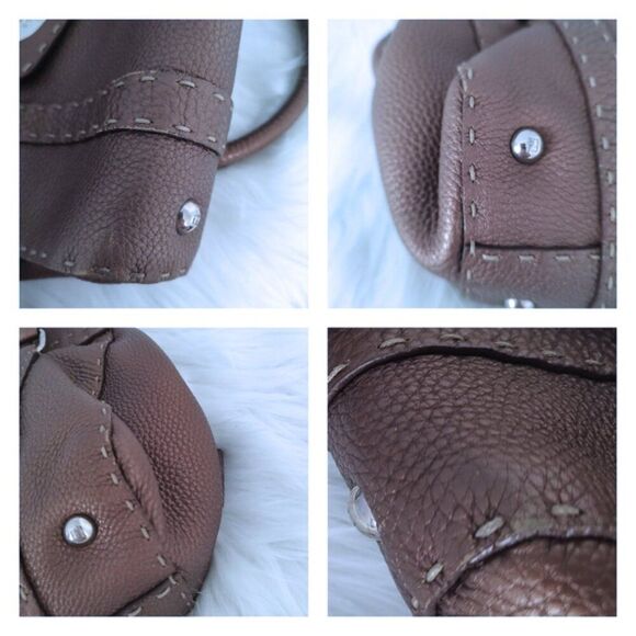 Fendi Selleria Linda bronze leather satchel EUC - Picture 13 of 14